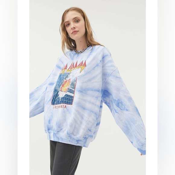 Urban Outfitters Tops - L/XL UO Def Leppard Pyromania Tie Die Crewneck